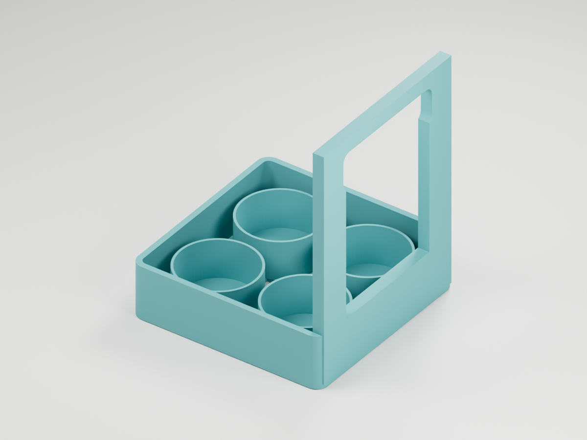 Illustrative model render of hot sauce caddy