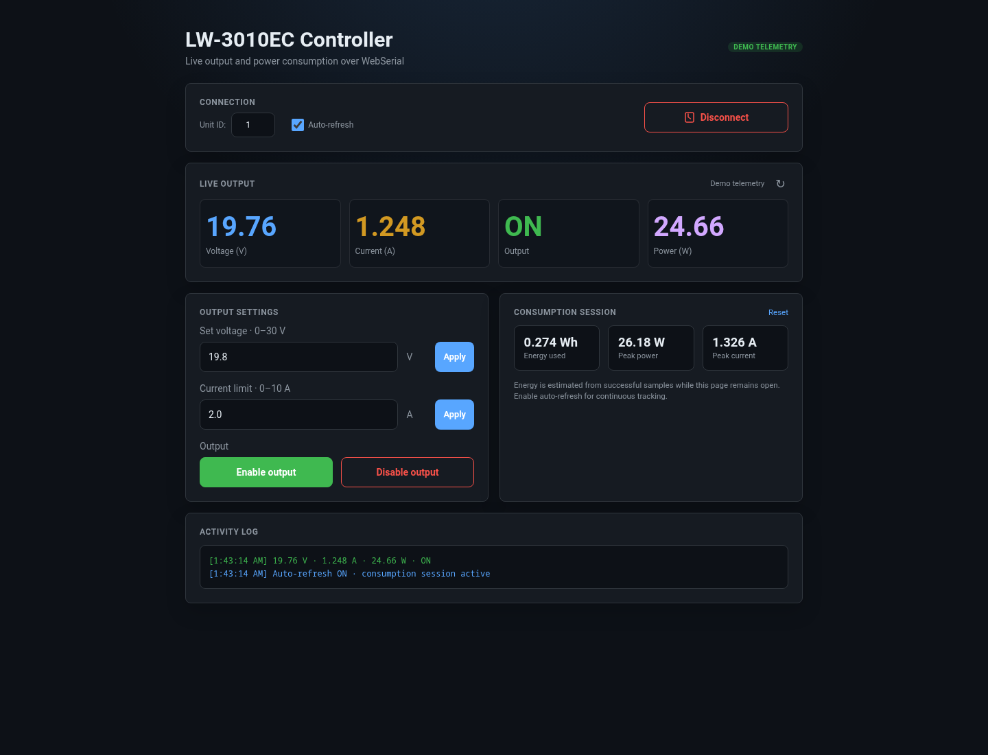 LW-3010EC Power Supply Controller screenshot 1