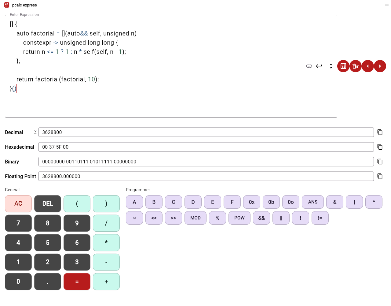 PCalc Express screenshot 2